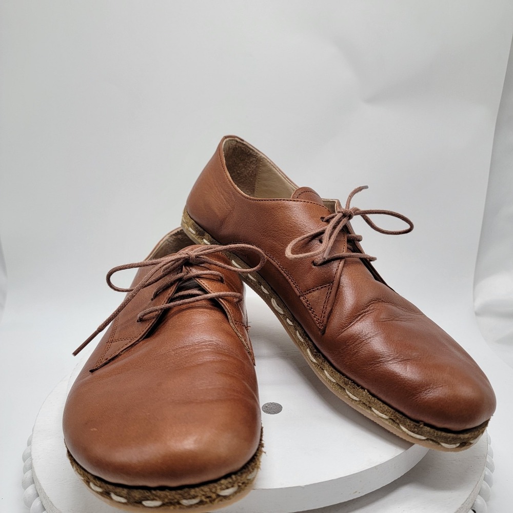 Atlantis Handmade Barefoot Ground Shoes Women's Oxfords Leather Cafe Noir Sz 9.5